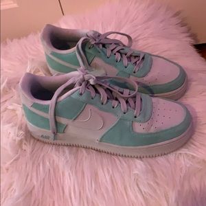 Custom blue suede Nike Air Force Ones ✨